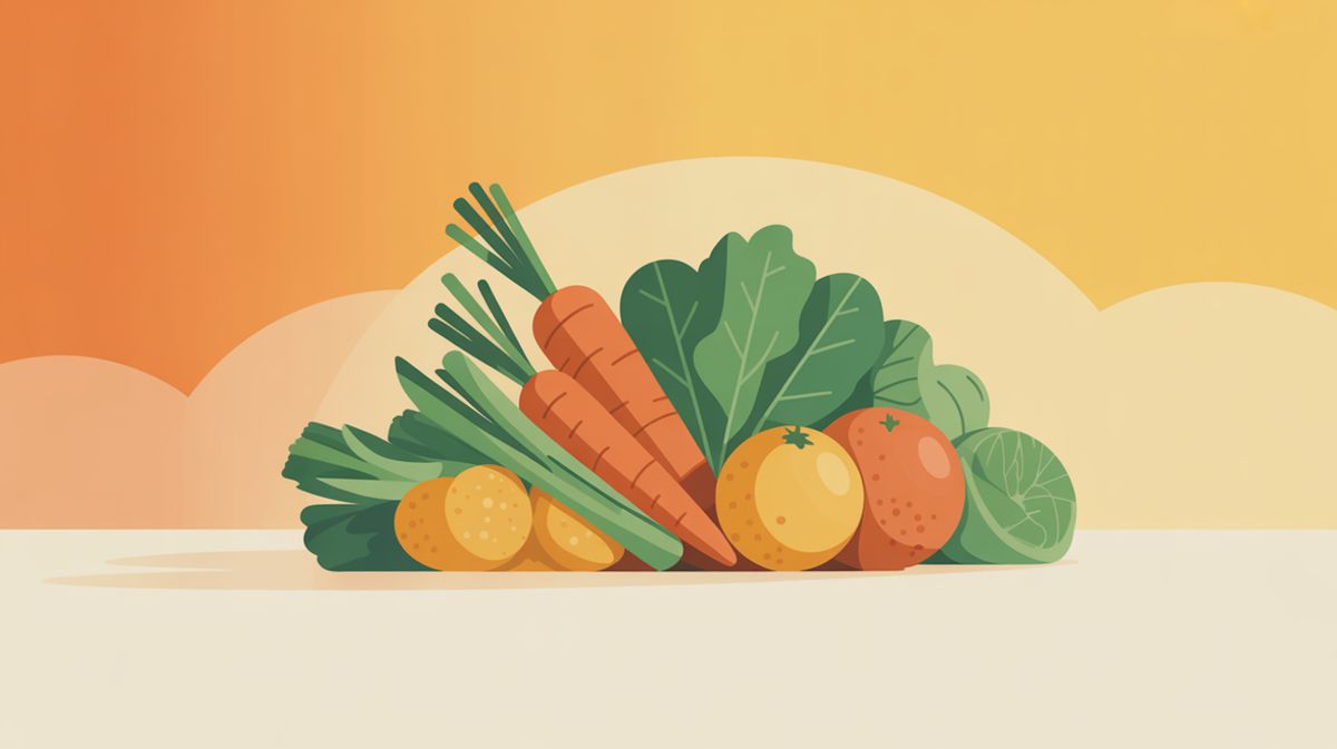 Frutta e verdura fresche per l'alimentazione dell'abbronzatura